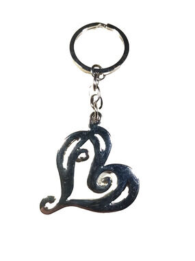 Swirl Heart Silver Tone Keychain Love Romance
